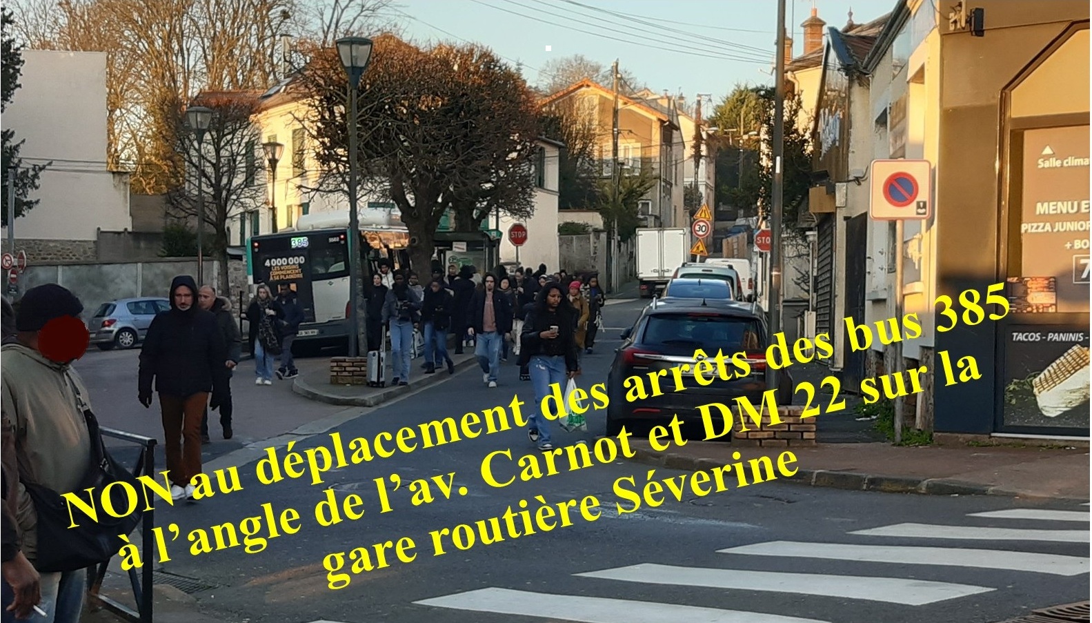 NON au déplacement des arrêts des bus 385 à l’angle de l’av. Carnot et ...